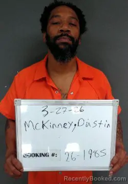 Mugshot of Dustin Lahron McKinney booked in Sebastian County, Arkansas on March 27, 2026