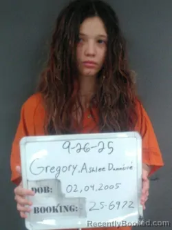 Mugshot of Ashlee Dannelle Gregory booked in Sebastian County, Arkansas on March 27, 2026