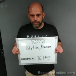 Mugshot of Brandon Blythe booked in Sebastian County, Arkansas on March 27, 2026