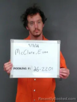 Mugshot of Evan Joseph McClure booked in Sebastian County, Arkansas on April 5, 2026