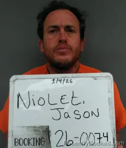 Mugshot of Jason Matthew Niolet booked in Sebastian County, Arkansas on April 5, 2026