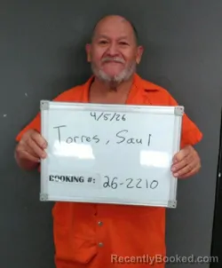Mugshot of Saul Rodrigues Torres booked in Sebastian County, Arkansas on April 5, 2026