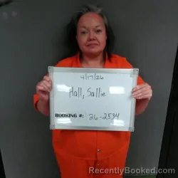 Mugshot of Sallie Annette Hall booked in Sebastian County, Arkansas on April 17, 2026