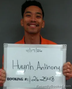 Mugshot of Anthony Hieu Huynh booked in Sebastian County, Arkansas on April 17, 2026