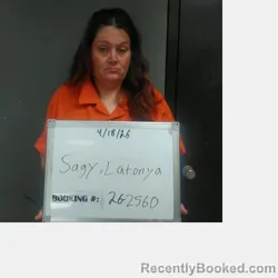 Mugshot of LATONYA KAY SAGY booked in Sebastian County, Arkansas on April 17, 2026