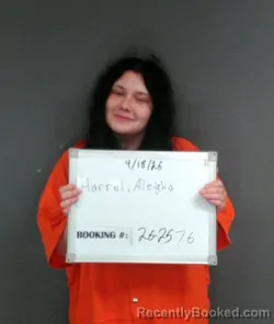 Mugshot of Aleigha Marie Harrell booked in Sebastian County, Arkansas on April 18, 2026