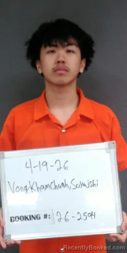 Mugshot of Suyajshi Chans Vongkhamchanh booked in Sebastian County, Arkansas on April 19, 2026