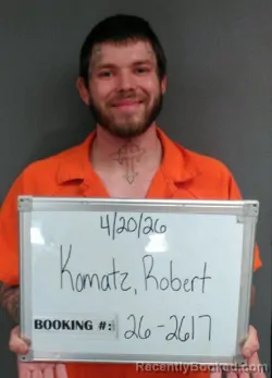 Mugshot of Robert William Komatz booked in Sebastian County, Arkansas on April 20, 2026