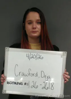 Mugshot of DEJA ALLISON FAYLEAN CRAWFORD booked in Sebastian County, Arkansas on April 20, 2026