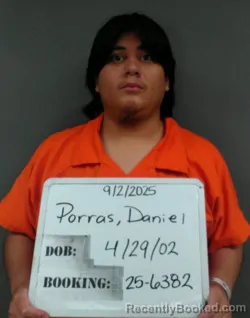 Mugshot of Daniel H Junior Porras booked in Sebastian County, Arkansas on April 20, 2026