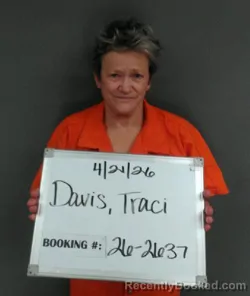 Mugshot of Traci Irene Davis booked in Sebastian County, Arkansas on April 20, 2026