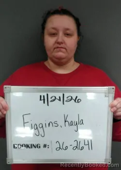 Mugshot of Kayla Renne Daniell Figgins booked in Sebastian County, Arkansas on April 21, 2026
