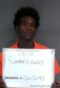 Mugshot of Xaxier Summers booked in Sebastian County, Arkansas on April 22, 2026