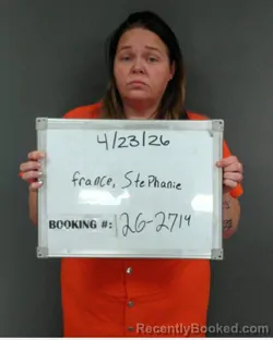 Mugshot of Stephanie Kay France booked in Sebastian County, Arkansas on April 23, 2026