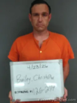 Mugshot of Christopher Ozzy Bailey booked in Sebastian County, Arkansas on April 23, 2026