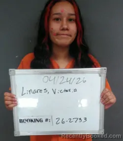 Mugshot of Victoria Evanlynn Ariel Linares booked in Sebastian County, Arkansas on April 24, 2026
