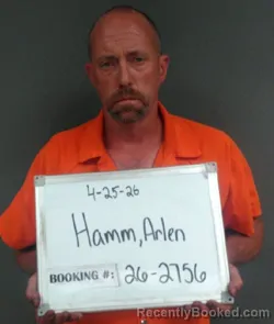 Mugshot of ARLEN SCOTT HAMM booked in Sebastian County, Arkansas on April 25, 2026