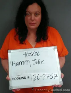Mugshot of Julie Hamm booked in Sebastian County, Arkansas on April 25, 2026