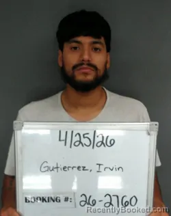 Mugshot of Irvin Estuardo Gutierrez booked in Sebastian County, Arkansas on April 25, 2026
