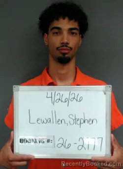 Mugshot of Stephen Drew Lewallen booked in Sebastian County, Arkansas on April 26, 2026