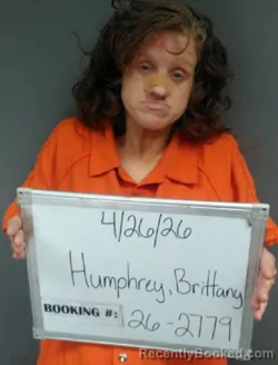 Mugshot of BRITTANY LYNN HUMPHREY booked in Sebastian County, Arkansas on April 26, 2026