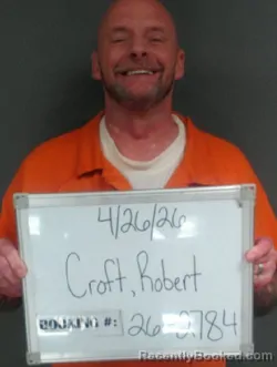 Mugshot of Robert Carl Junior Croft booked in Sebastian County, Arkansas on April 26, 2026