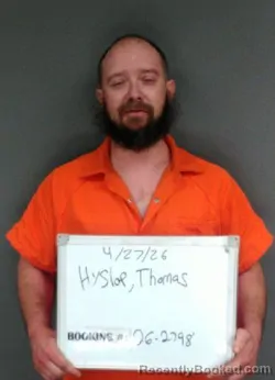 Mugshot of Thomas William Hyslop booked in Sebastian County, Arkansas on April 27, 2026