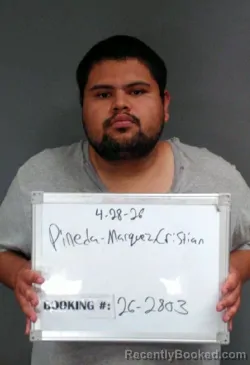 Mugshot of Cristian F Pineda-Marquez booked in Sebastian County, Arkansas on April 27, 2026