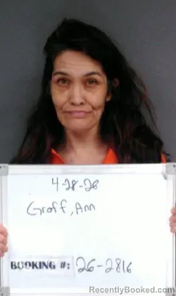 Mugshot of Ann Yi Groff booked in Sebastian County, Arkansas on April 28, 2026