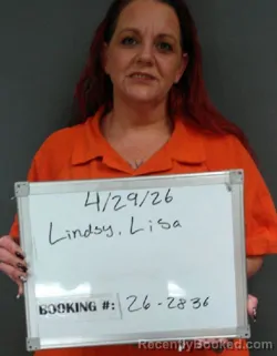 Mugshot of Lisa Marie Lindsy booked in Sebastian County, Arkansas on April 29, 2026
