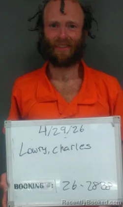 Mugshot of Charles Mitchell Lowry booked in Sebastian County, Arkansas on April 29, 2026