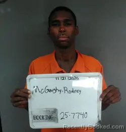 Mugshot of Rodney Jon Junior McGaughy booked in Sebastian County, Arkansas on April 29, 2026