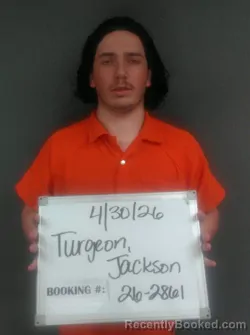 Mugshot of Jackson David Turgeon booked in Sebastian County, Arkansas on April 29, 2026