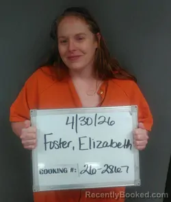 Mugshot of Elizabeth Arlena Foster booked in Sebastian County, Arkansas on April 30, 2026