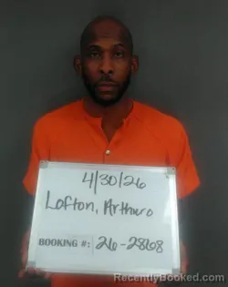 Mugshot of Arthuro Jermaine Lofton booked in Sebastian County, Arkansas on April 29, 2026