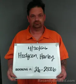 Mugshot of Harley Boyd Hodgson booked in Sebastian County, Arkansas on April 30, 2026