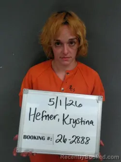 Mugshot of Krystina Eve Hefner booked in Sebastian County, Arkansas on April 30, 2026