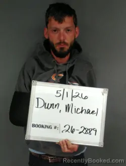 Mugshot of Michael Aaron Dunn booked in Sebastian County, Arkansas on May 1, 2026