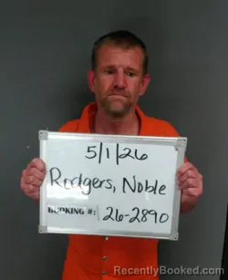 Mugshot of Noble Eugene Junior Rodgers booked in Sebastian County, Arkansas on May 1, 2026
