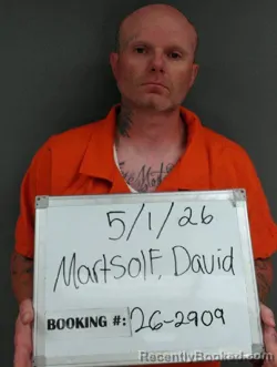 Mugshot of David Allen Martsolf booked in Sebastian County, Arkansas on May 1, 2026
