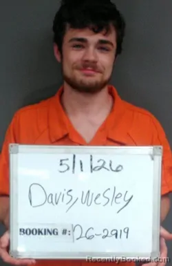 Mugshot of Wesley Abraham Davis booked in Sebastian County, Arkansas on May 1, 2026