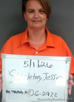 Mugshot of Jessica Carline Singleton booked in Sebastian County, Arkansas on May 1, 2026