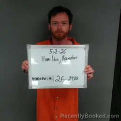 Mugshot of Branden Lee Hamilton booked in Sebastian County, Arkansas on May 2, 2026