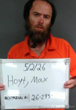 Mugshot of Max Baron Hoyt booked in Sebastian County, Arkansas on May 2, 2026