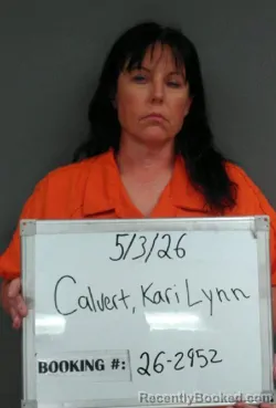 Mugshot of Kari Lynn Calvert booked in Sebastian County, Arkansas on May 3, 2026