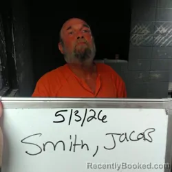 Mugshot of Jacob Joseph Zachariah Smith booked in Sebastian County, Arkansas on May 3, 2026