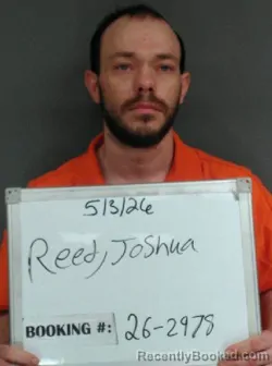 Mugshot of Joshua Aaron Reed booked in Sebastian County, Arkansas on May 3, 2026