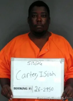 Mugshot of ISIAH JAMAL CARTER booked in Sebastian County, Arkansas on May 3, 2026