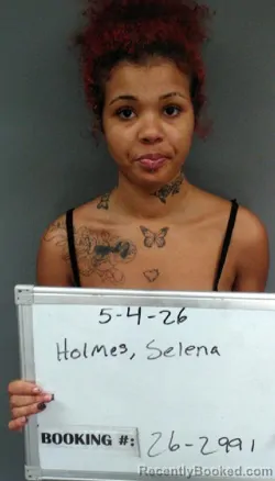 Mugshot of SELENA ROSEANNA HOLMES booked in Sebastian County, Arkansas on May 4, 2026