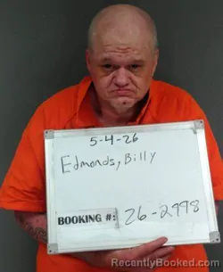 Mugshot of Billy Gene Edmonds booked in Sebastian County, Arkansas on May 4, 2026